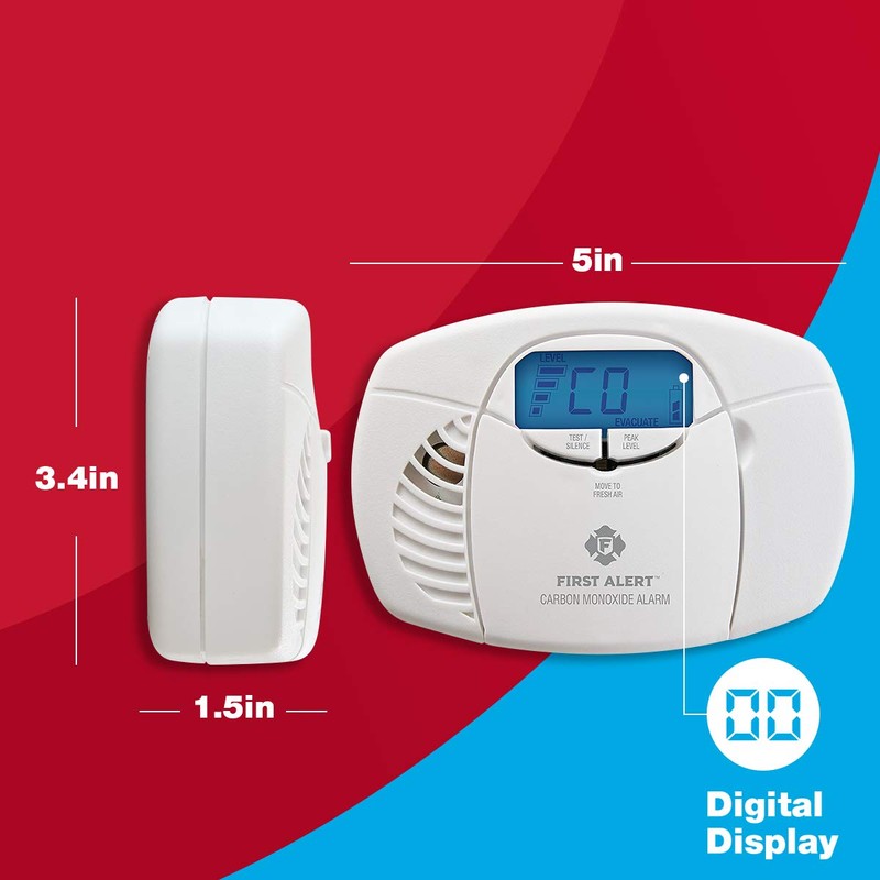 First Alert Carbon Monoxide Detector Alarm|No Outlet Required with Digital