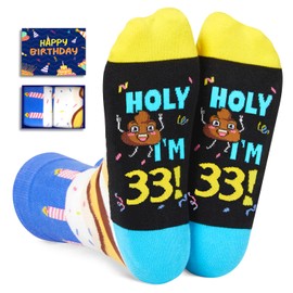 HAPPYPOP 33rd Birthday Gifts Ideas Socks - Gifts for Guys in Their 33s, 33 Year Old Gifts for Men Women, 33rd Birthday Socks