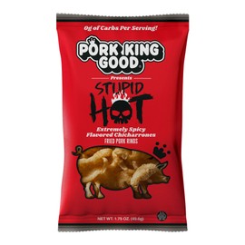 Pork King Good Stupid Hot Pork Rinds - (4 Pack) Low Carb, Keto Diet Friendly Snack - Extremely Spicy Chicharrones