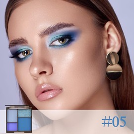 Apooliy 4 Colors Eyeshadow Powder,Waterproof EyeShadow Palette with Eyeshadow Applicator,Highly Pigmented Eye Makeup Long Lasting