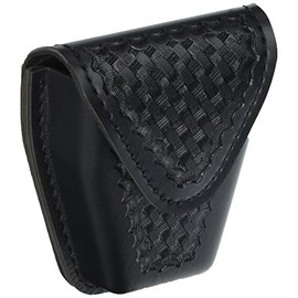 Safariland Model 190 Handcuff Case with Top Flap and Tapered Bottom, Black, Basketweave with Hidden Snap, for Standard Hinged Handcuffs