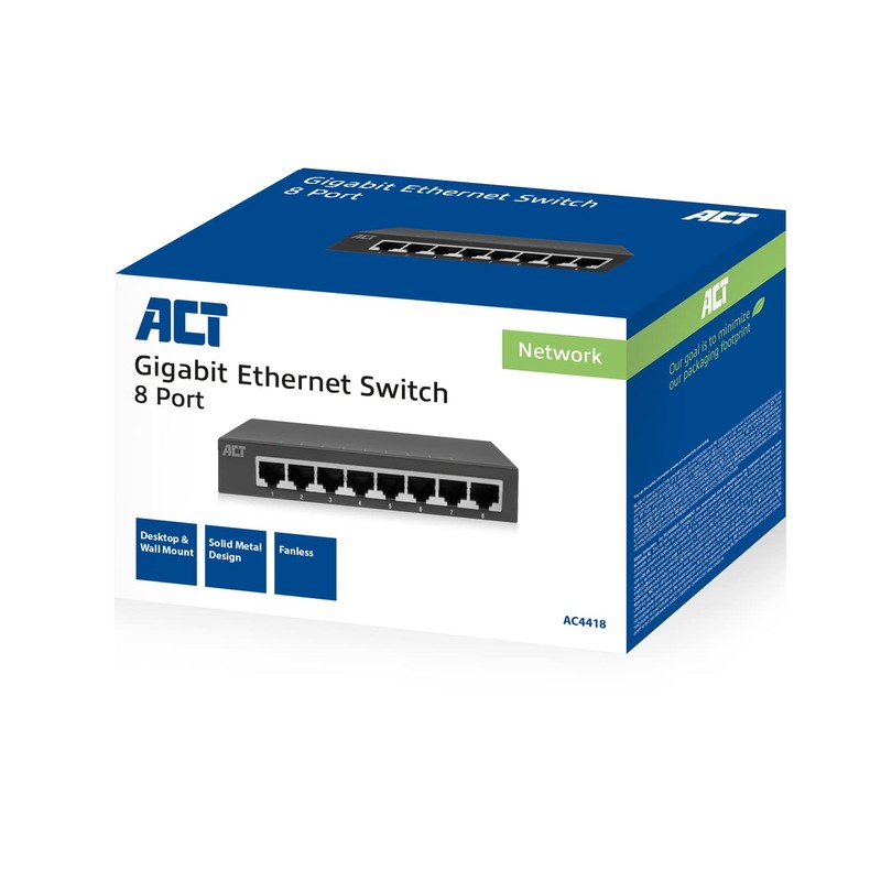 ACT Switch 8 Port, Gigabit Switch 8 Port, Port LEDs,