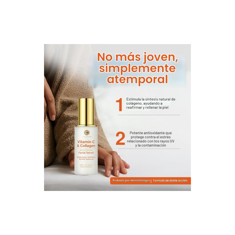 Suero Vitamina Cara Colágeno Probado Por Dermatólogos Antienvejecimiento Cuidado Piel
