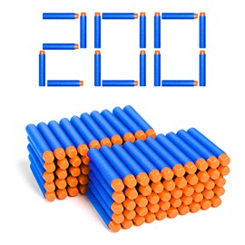 Little Valentine 200 Nerf Compatible Dart Bullets, Blue & Orange, Cylindrical, Round, Close Quarters Battles (CQB), Airsoft, Plastic, EVA Foam, 5.31 Inches x 2 Inches