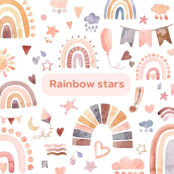 Mitoykus Boho Rainbow Wall Decal,Star Clould Wall Stickers for Nursery