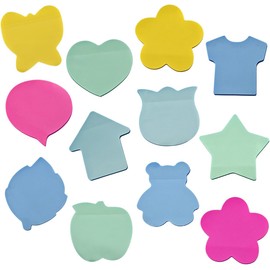 12 Paquetes Notas Adhesivas Colores 600 Hojas Figuras Transparentes Impermeables Plastificadas Papeleria Resaltar Textos Apuntes Recados Escolar Oficina Dibujo Sticky Notes