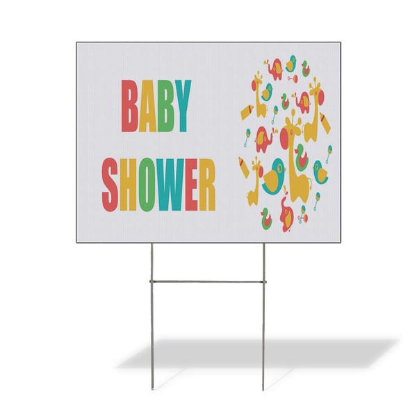 Weatherproof Yard Sign Baby Shower White Lawn Garden 18x12 Inches 1 Side Print