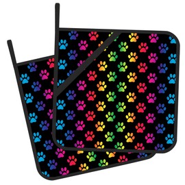 Gearsly Pot Holder Set of 2,Dog Paw Rainbow Kitchen Heat Resistant Potholder for BBQ Cooking Baking,Food Hot Pat for Women Men Kitchen Wear
