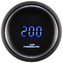 MOTOR METER RACING 52mm 2-1/16" Digital Air Ride Air Bag Suspension Pressure Gauge 0-200 PSI Blue & Red LED Display with Electrical Pressure Sensor