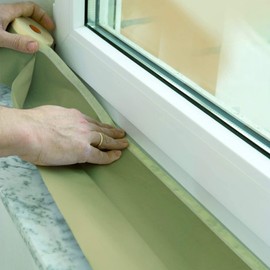 Pre-Taped Masking Film Roll | Protective Dust Sheet Drop Cover for DIY Painting Decorating (0.5m x 25m)