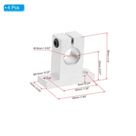 PATIKIL SK13 Aluminum Linear Motion Rod Rail Clamping Guide Support, 4 Pcs for 13mm Dia Shaft