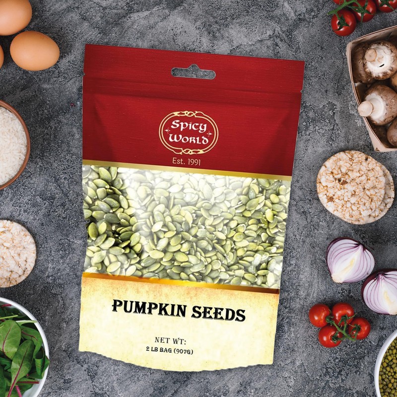 Raw Pumpkin Seeds 2 LB Bag - Shelled, AAA Grade,