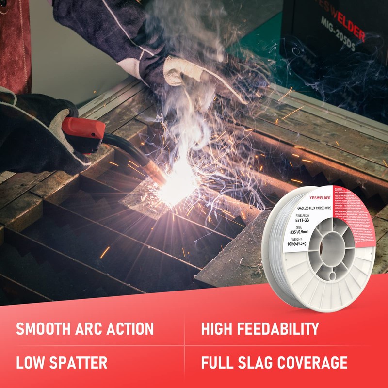 YESWELDER Flux Core Gasless MIG Wire, E71T-GS Mild Carbon Steel