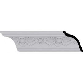 Ekena Millwork MLD03X03X05LO Logan Crown Moulding, 3 7/8"H x 3 3/4"P x 5 3/8"F x 94 1/2"L, (7 7/8" Repeat), White