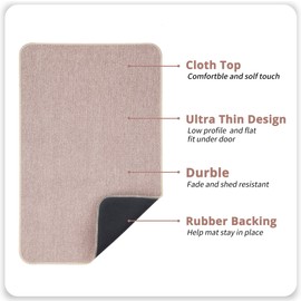 Bosap Bathroom Rugs Set 2 Pieces,Thin Bathroom Mats,Toilet Rugs,Quick Dry,Non-Slip,Machine Washable,Low Pile,Absorbent Bath Mats,Shower,Sink,Home Decor Accessories.Beige,1'5"x2'3"+1'8"x2" U Shape