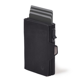 DONBOLSO Genuine Leather Mini Wallet, Small Wallet, Compact, Mini Wallet, Trifold Wallet, Men's, Popular, Brand, Thin Wallet, Money Clip, Black (Japanese specification)