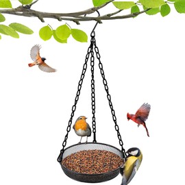 Hanging Bird Feeder, Birdfeeder Hanging for Garden Yard Outside Hanging Bird Feeder Tray - Metal Mesh Platform Feeders for Birds Outside Outdoors Hanging for Attracting Birds, 1Pcs
