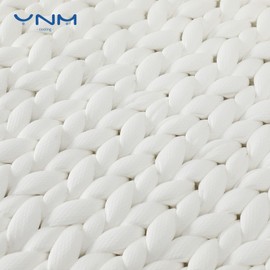 YnM Cooling Weighted Blanket, Handmade Chunky Yarn Knitted Design, Temperature Regulating and Breathable, Machine Washable Throw for Sleep or Home Decor (White, 60x80 Inch, 15lbs)
