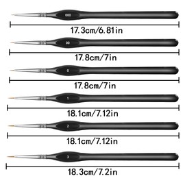 HAIKING Miniature Detail Paint Brush Set, 6 Pcs Fine Detail Paint Brushes for Acrylic, Oil, Face Painting (Black)