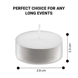 Zuvo Tea Lights Candles 4-Hour Burn (50 Pack) - White t Lights - Unscented 3.8 x 2.3 cm - 4hr - Zuvo