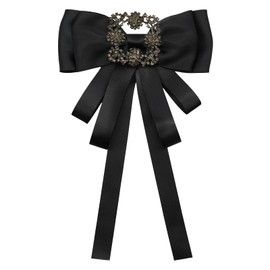 LHXzizizi Bow Tie for Women, Womens Bow Tie Rhinestone Adjustable Pre-Tied Bowtie Solid Color Bowtie for Party Banquet Prom (Black)