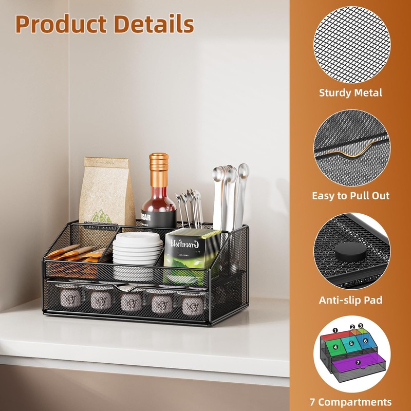 VITVITI Coffee Station Organizer for Countertop, Metal Coffee Bar Organizer