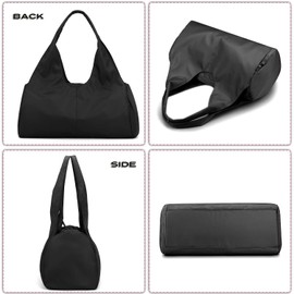 BlesMaller Sports Bag Women's Travel Bag Hand Luggage with Shoe Compartment & Wet Compartment Training Bag Small Sports Bag for Gym Yoga Sauna Swimming, black