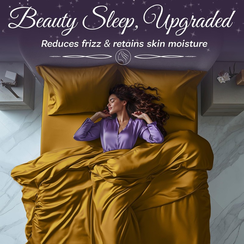 SLEEP SANCTUARY Satin Sheets Full Size – 4 Piece Luxury