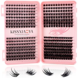 Individual Cluster Lashes, 392 Pieces, Wide Stem D Curl, 9-16 Mixed DIY Eyelash Extensions, False Eyelashes, Natrual Soft Mega, 4 Styles for Personal Start Make-Up Use at Home (Mix 9-16 mm Eyelashes B