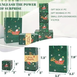 iYanoc Surprise Gift Box Explosion，Surprise Box Gift Box For Money，Funoio Gift Boxes, Funoio Surprise Gift Box Christmas, Pop Up Money Box For Cash Gift, Surprise Gift Box Set (12 Bounces)(Green)
