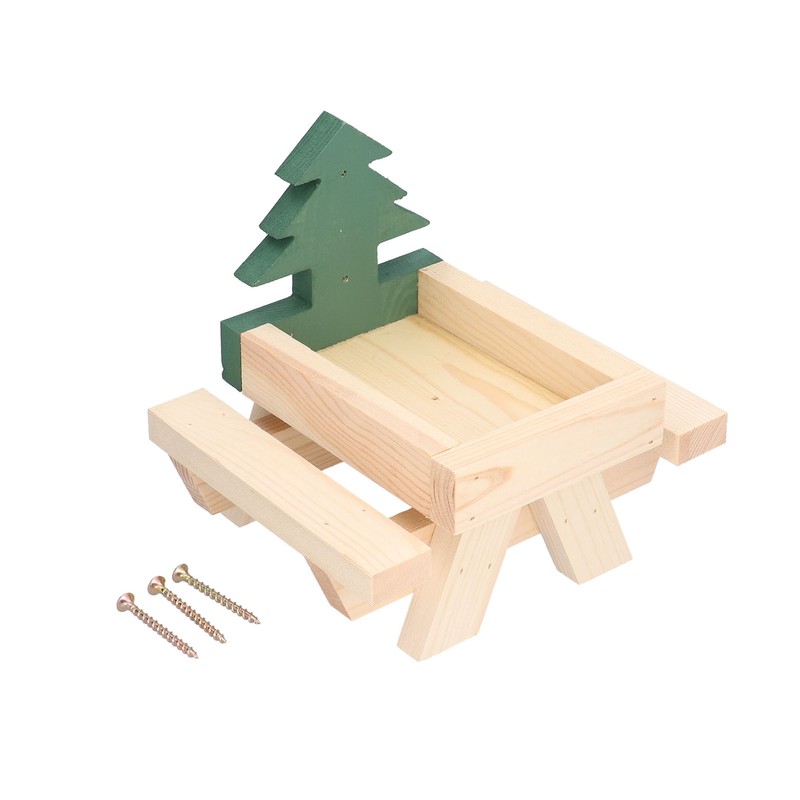 Squirrel Picnic Table Wooden Funny Squirrel Feeder with Corn Cob