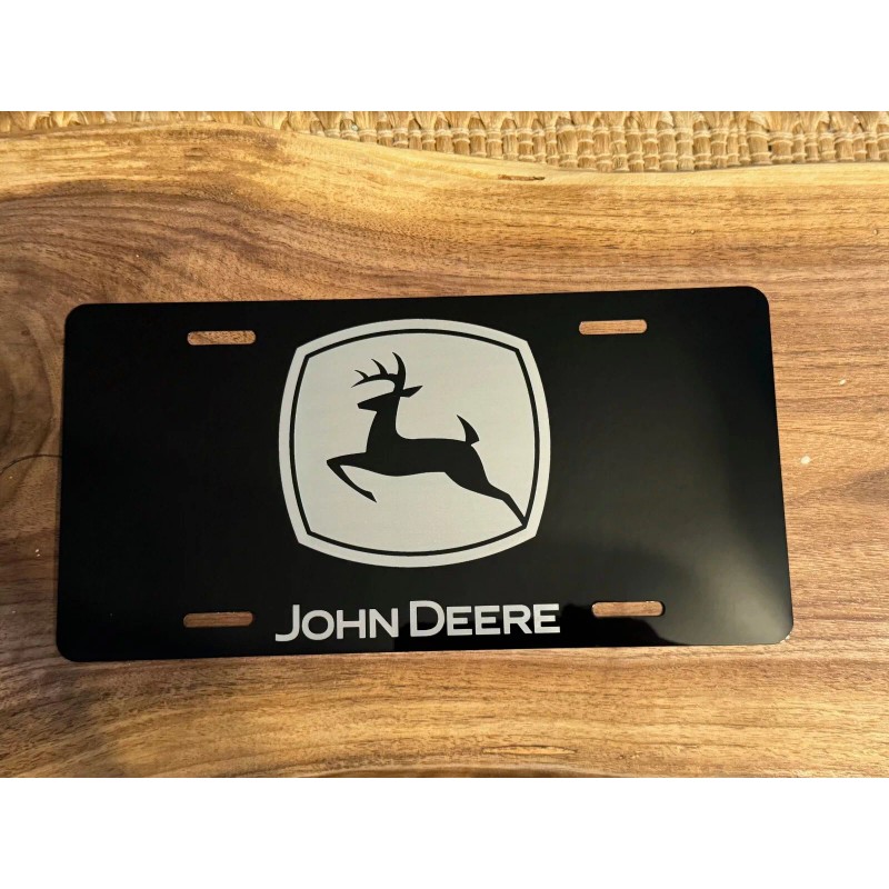 John Deere Black Laser Engraved John Deere License Plate