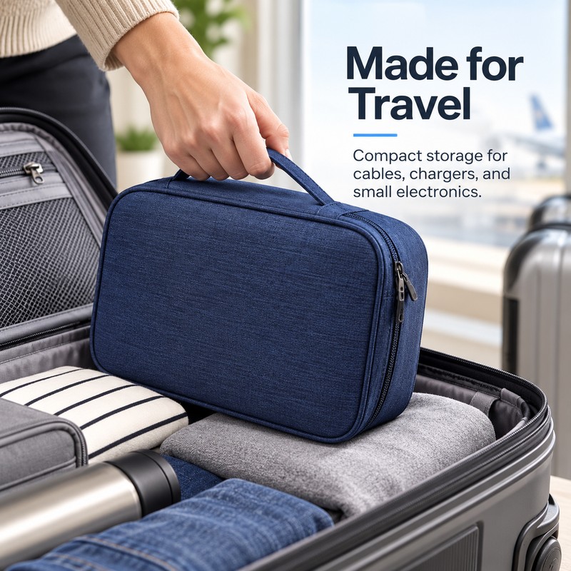 Travel Cable Organizer Case for Electronics – Waterproof Nylon Storage