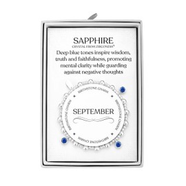 Philip Jones September (Sapphire) Birthstone Stretch Charm Bracelet with Quote Gift Box