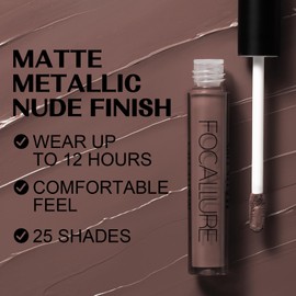 FOCALLURE Ultra Matte Liquid Lipstick,Longwear Rich Lip Colors,Easy to Create a Sexy Lips with High-grade Formula,Long Lasting Waterproof Lipstick Make Up,POTIERY