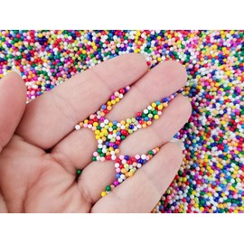Non Edible Faux Rainbow Glass Nonpareil Sprinkles, 2mm, Decoden Rainbow Funfetti Jimmies, Faux Caviar Beads, Polymer Clay Art Decoration, Perfect for Resin Art and Handicraft Decoration (30 Gram)