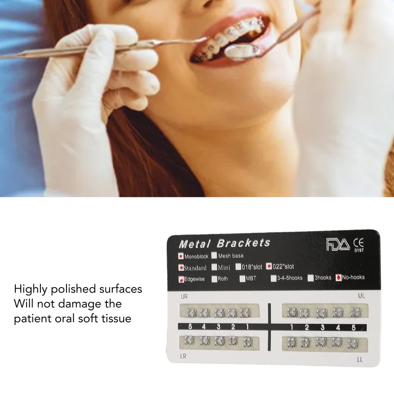 200pcs 022 Slot Dental Brackets Brace Highly Polished Monoblock Edgewise