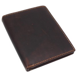 MARSHAL RFID Blocking 2 ID Bifold Hipster Credit Card Wallet Genuine Cowhide Leather (RHU Vintage Brown)
