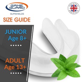 GAME GUARD – 10 x Boil & Bite Flavoured Mouth Guards/Gum Shields – Mouldable Mouthguards/gumshields - Kids/Junior – for School & Clubs, Rugby, Hockey, GAA (Spearmint Flavour - Clear)