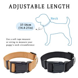 AiTodos® Dog Collar - Brown Nylon Adjustable Breathable Anti Bite Dog Collar Recommended Neck 35-54cm Width 2.5cm