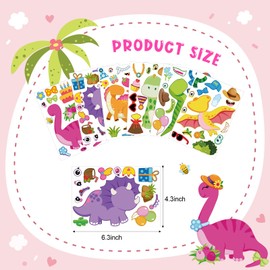 36 Sheets Make a Dinosaur Sticker for Kids Pink Dinosaur Stickers Make Your Own Dinosaur Face Stickers DIY Craft Project Girl Kids Dino Theme Birthday Party Favor