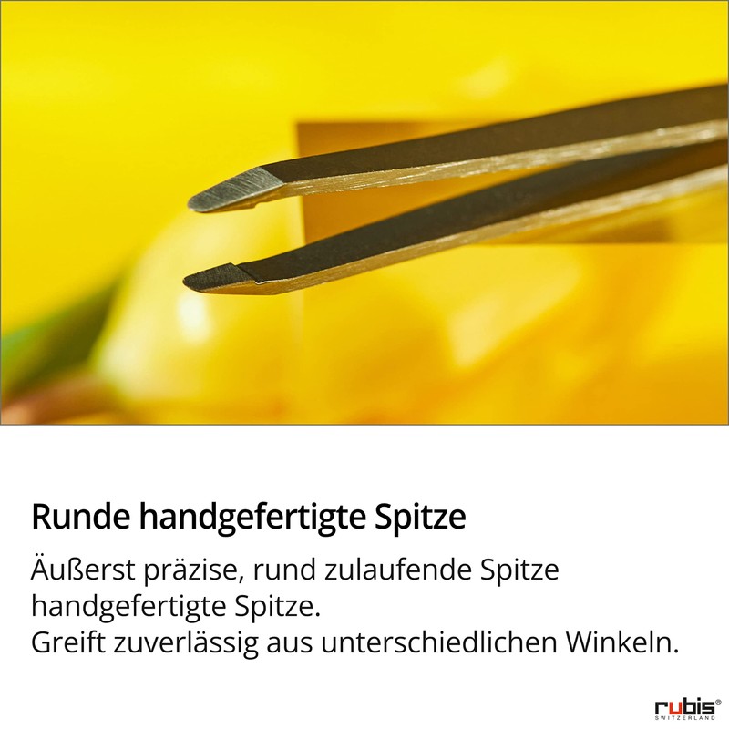 Rubis Safety Tweezers Round - Skin-friendly Eyebrow Tweezers - Rounded
