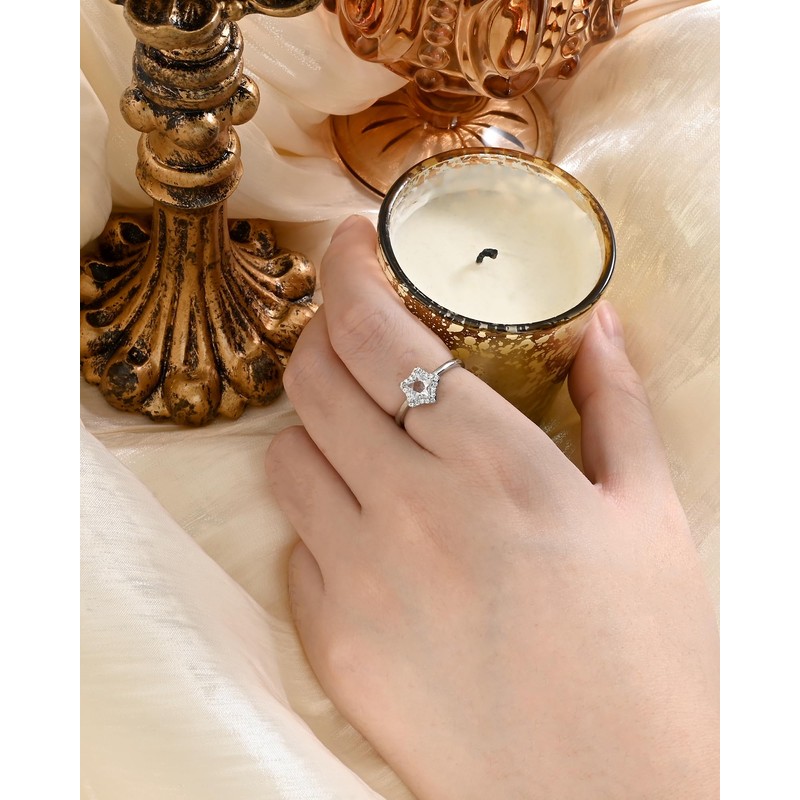 Watforsh Silver Star Celestial Crystal CZ Stone Y2k Stackable Adjustable