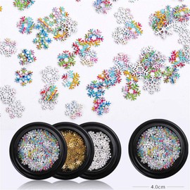 Kingsie Christmas Nail Parts, Snowflake Snow Metal Parts, Winter Nail Art, Nail Decoration, Gel Nails, Gold, White, Set of 5