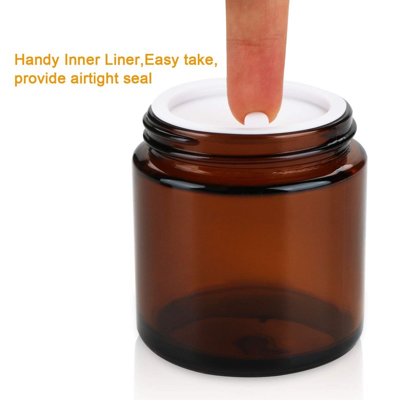 Encheng 25Pack of 4 oz Amber Round Glass Jars, with