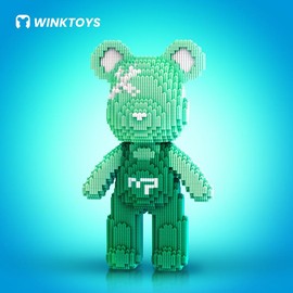 Bear Building Block,Winktoys building block,Bear Toys,Birthday Gift,Educational,Boy,Girl,Trend Decoration,Cool Gifts,Brick,Family Bonding:_[S]Overall Bear-Green