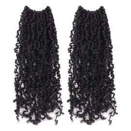 Toyotress Yanky Twist Crochet Hair - 8 Inch 2 Packs (30 Strands/Pcs) Fluffy Spring Mini Twist Passion Twist, Natural Black Pre-Looped Crochet Braids Braiding Hair (8 Inch, 2P-1B)