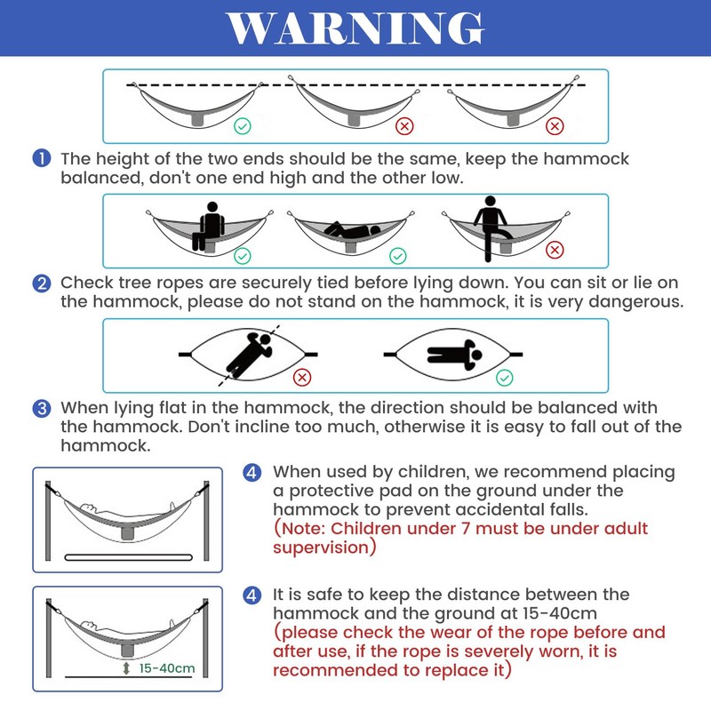 Single Double Camping Hammock with Tree Straps, 660lbs Portable Nylon