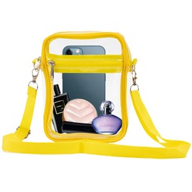 Yphzmtz Transparent Crossbody Shoulder Bag, Statium Tested Carry Bag with Removable Adjustable Strap, Clear Waterproof Bag for Work, Sports, Games, Travel, Concerts, yellow