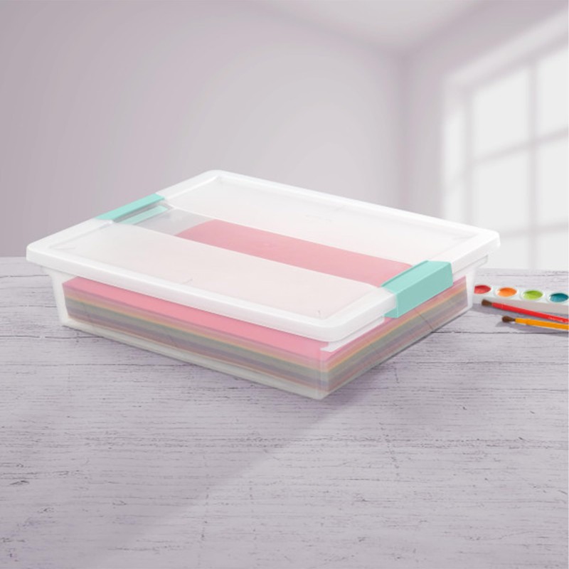 Sterilite Clip Box, Stackable Small Storage Bin with Latching Lid,
